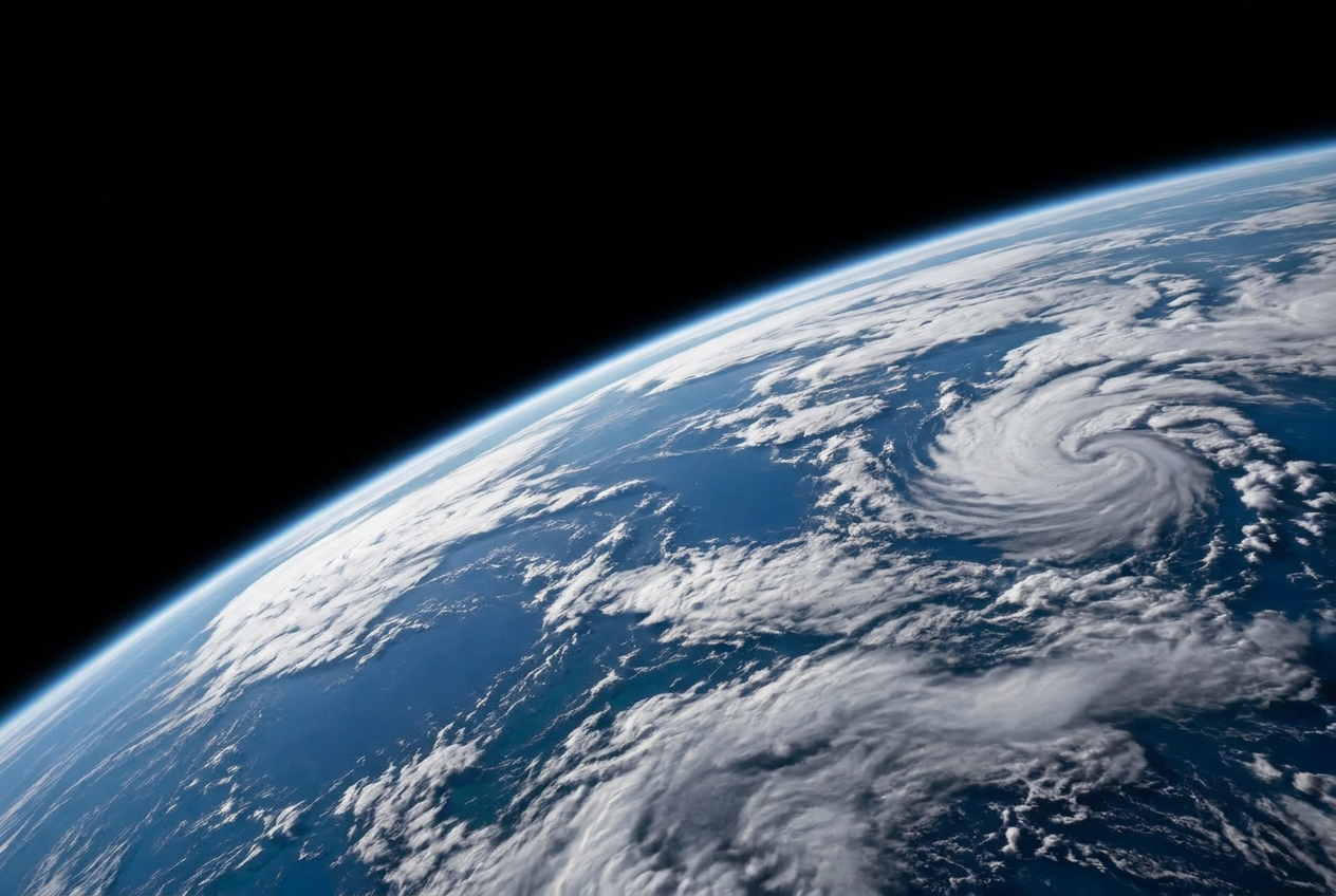The Earth’s curved horizon from space