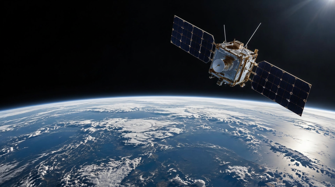 Satellite above the Earth’s horizon